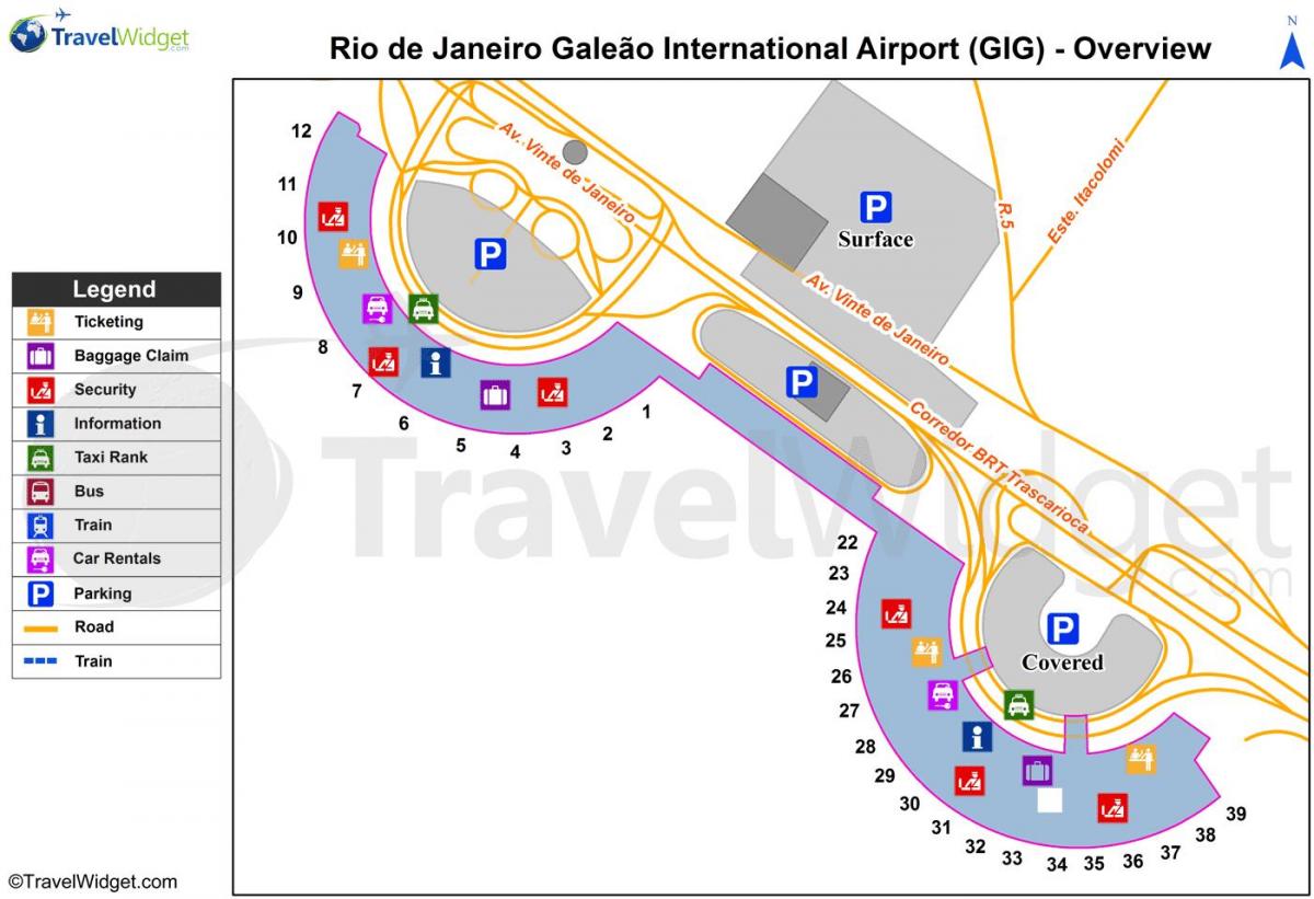 Mapa do aeroporto do Galeão terminal