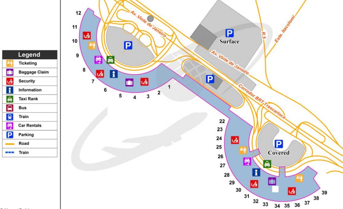 Mapa do aeroporto Internacional do Rio de Janeiro