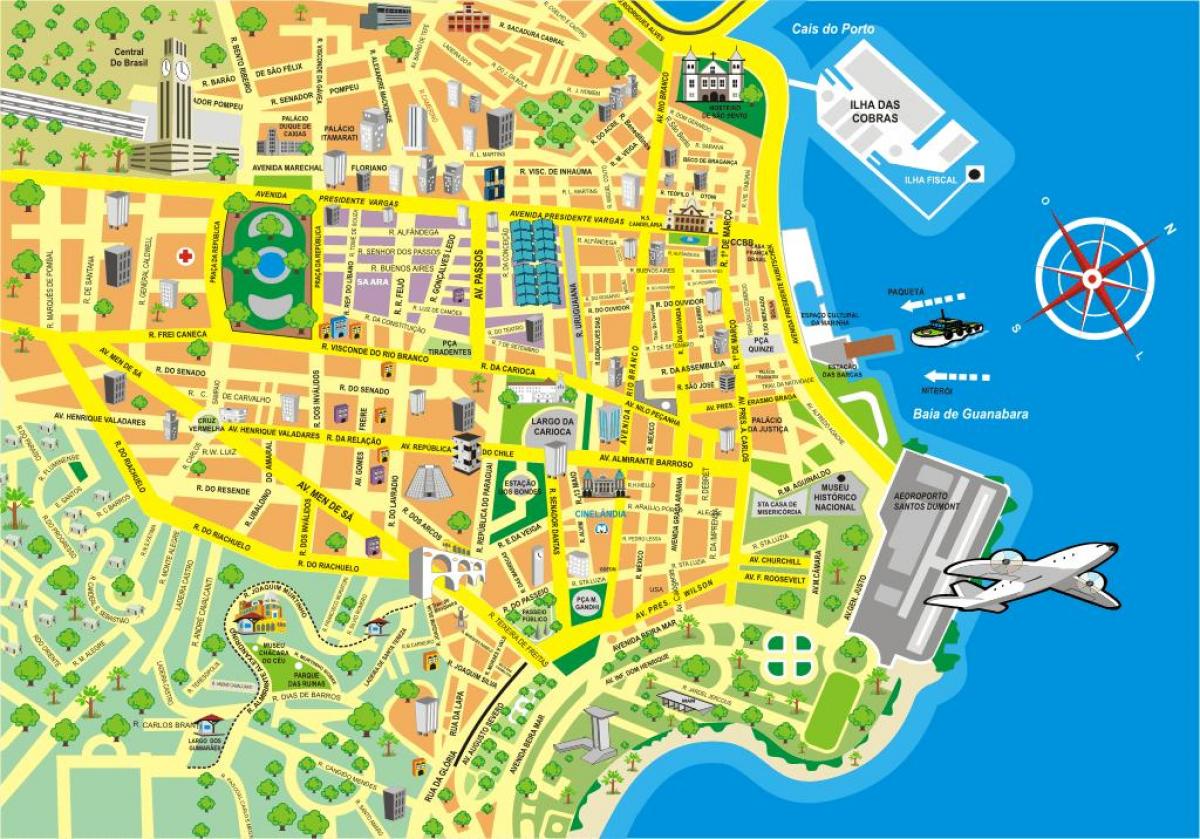 Mapa de atrações do Rio de Janeiro