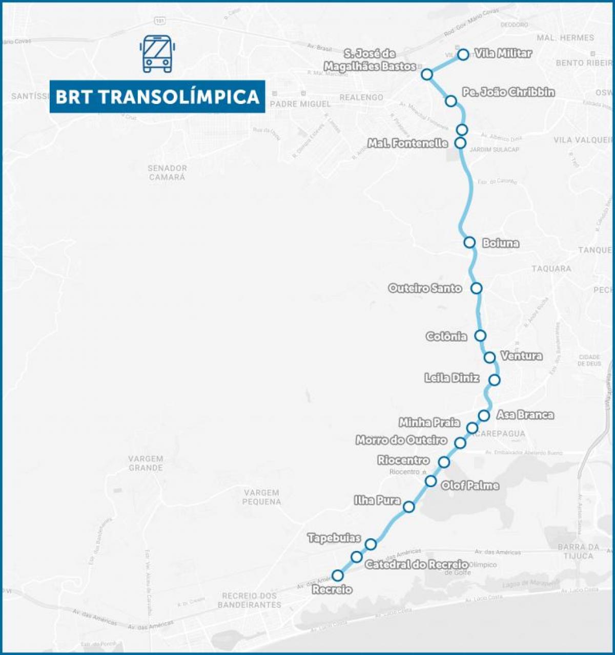 Mapa da TransOlimpica BRT
