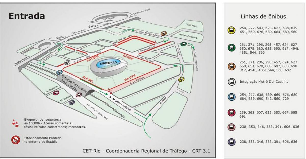 Mapa do estádio Engenhão transportes