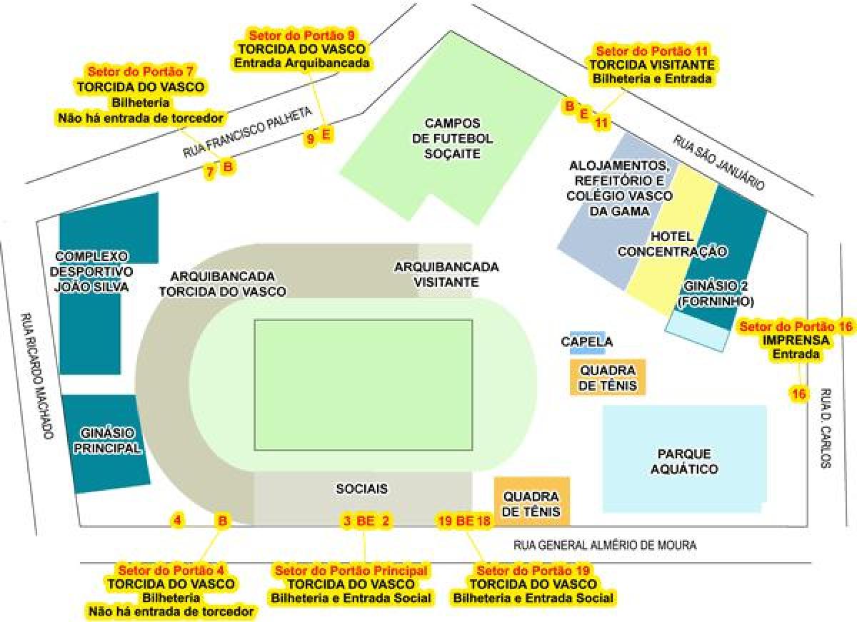 Mapa do estádio de São Januário