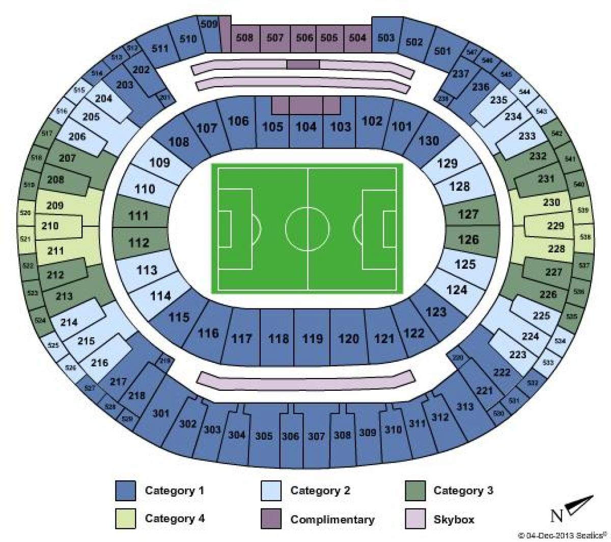 Mapa do estádio do Maracanã sièges
