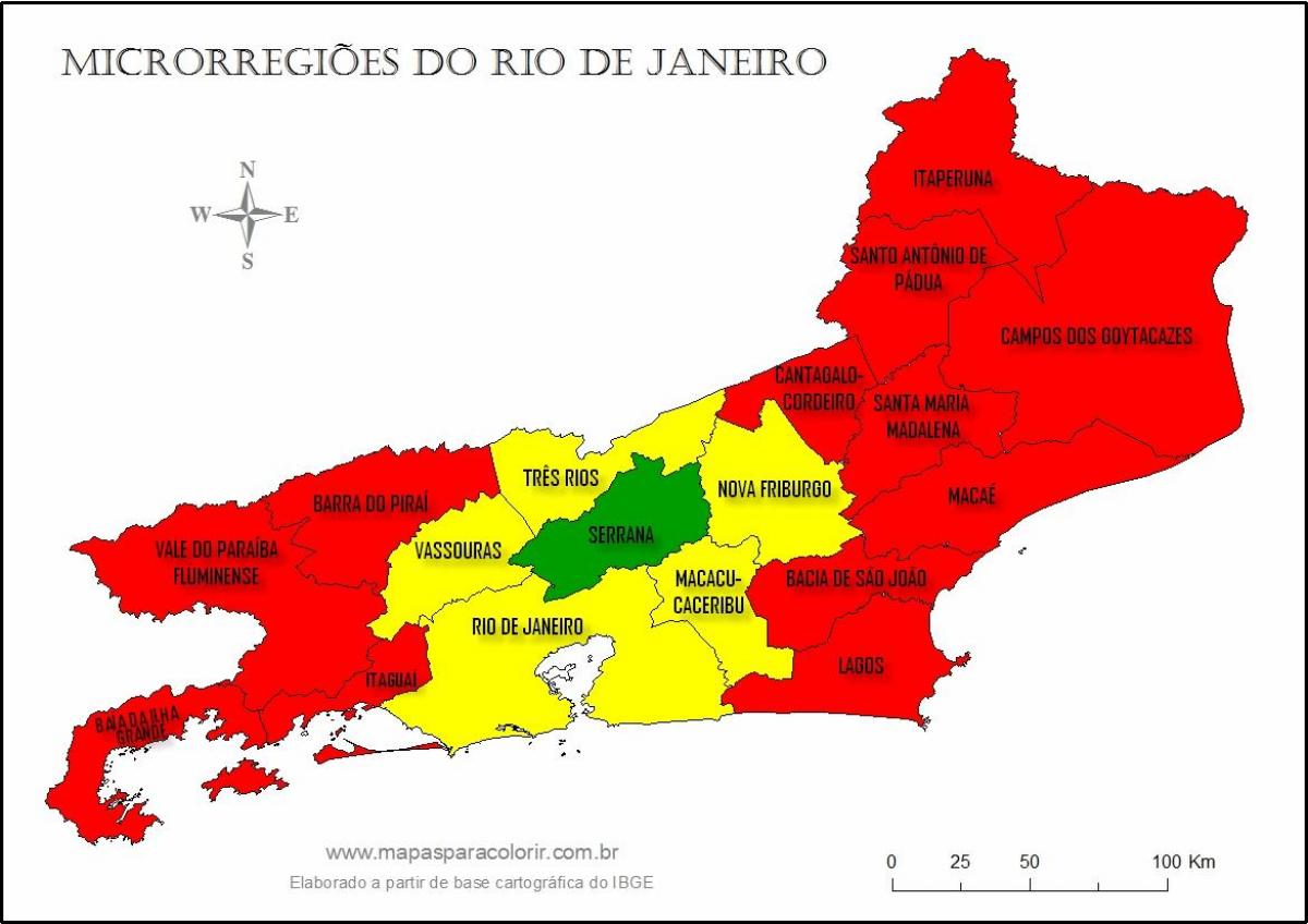 Mapa das micro-regiões do Rio de Janeiro