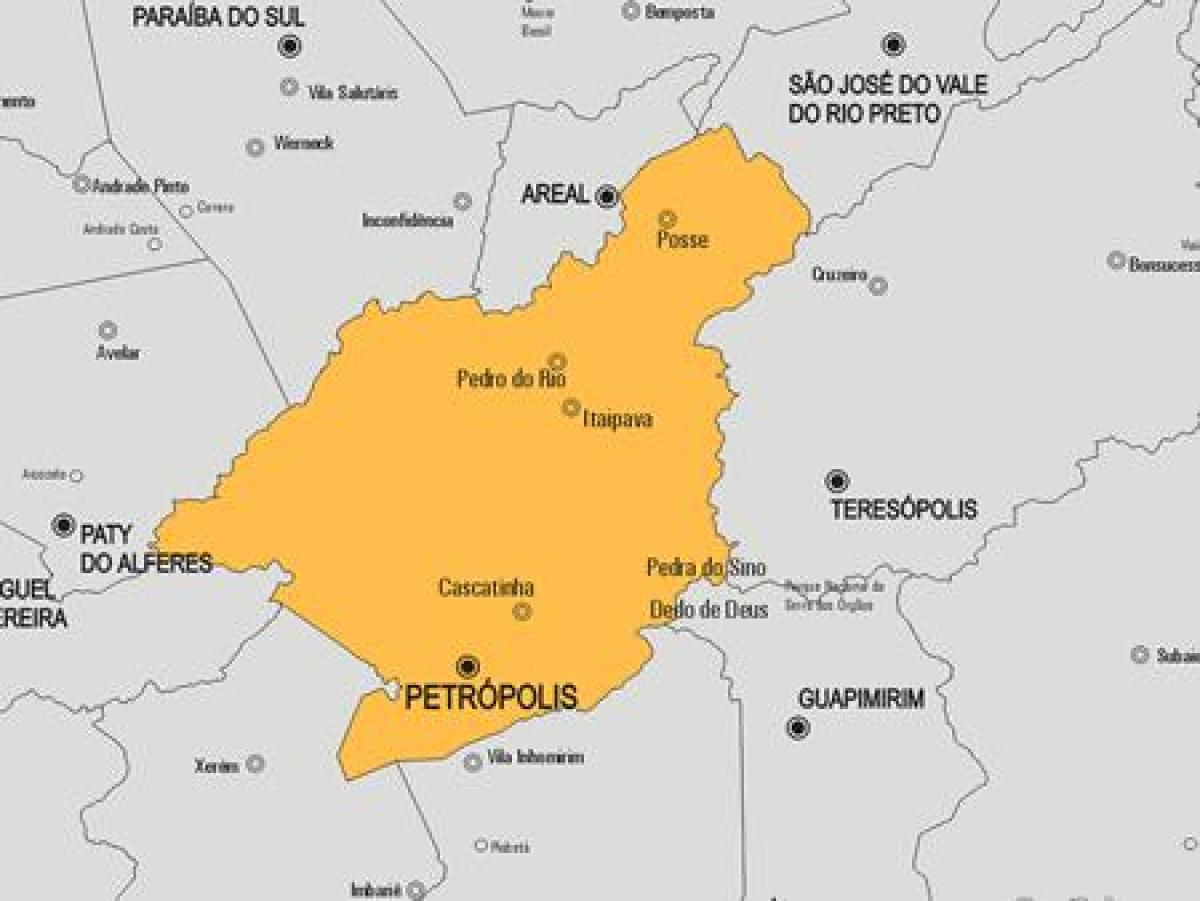 Mapa do município de Petrópolis