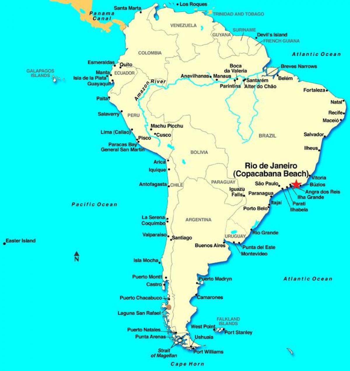 Mapa do Rio de Janeiro na América do Sul