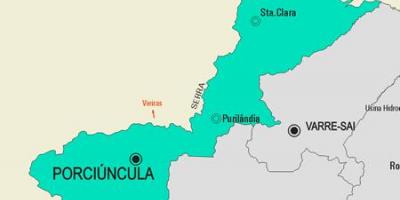 Mapa do município de Porciúncula