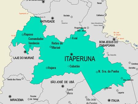 Itaperuna município de mapa - Mapa do município de Itaperuna (Brésil)