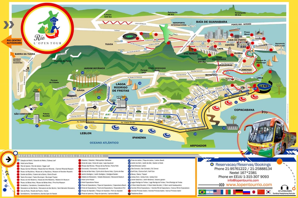 Mapa de Ônibus de turismo em Rio de Janeiro