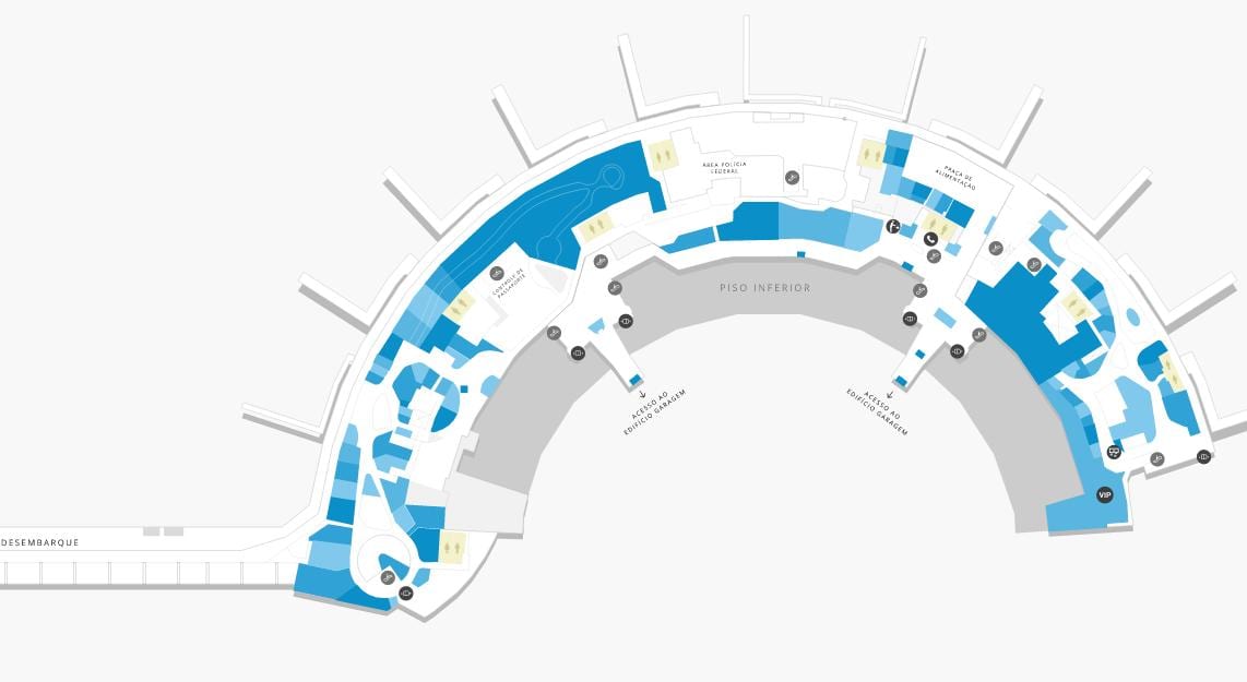 Mapa do aeroporto do Galeão, Terminal 2 Nível 1