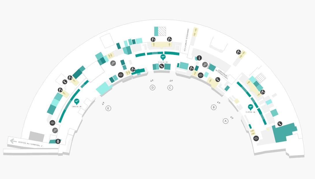 Mapa do aeroporto do Galeão Terminal 1 Nível 1