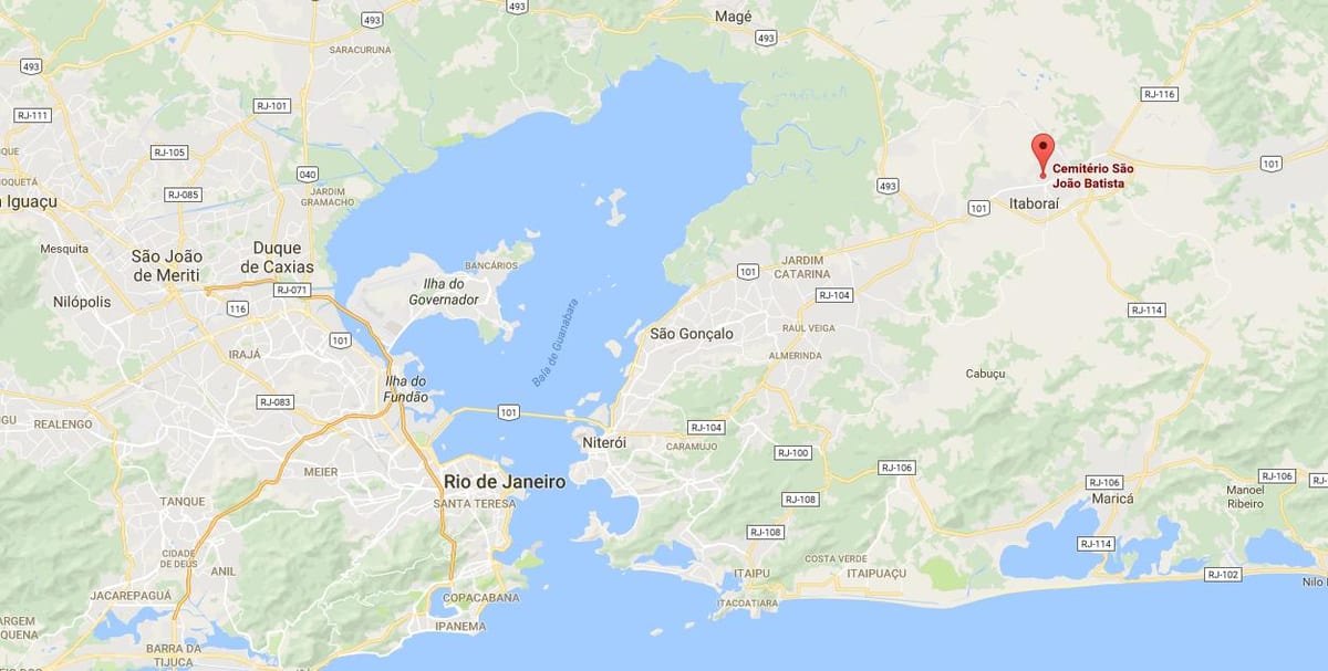 O mapa do cemitério São João Batista