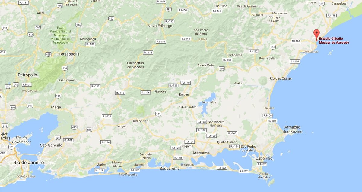 Mapa do estádio Cláudio Moacyr de Azevedo
