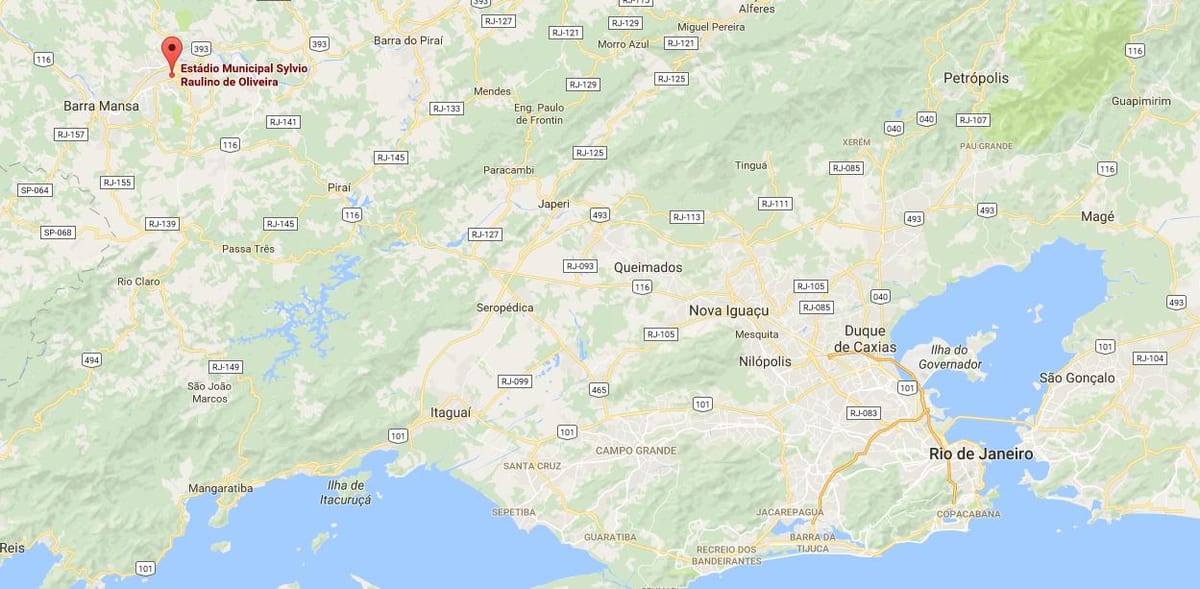 Mapa do estádio Raulino de Oliveira