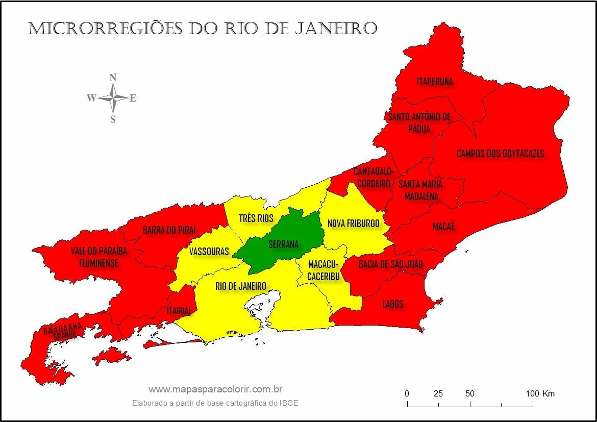 Mapa das micro-regiões do Rio de Janeiro