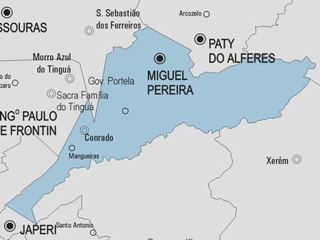 Mapa do município de Miguel Pereira