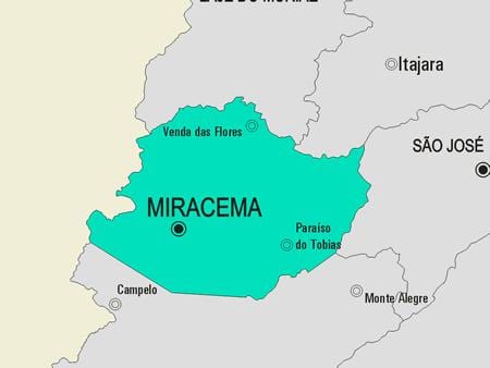 Mapa do município de Miracema