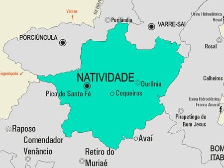 Mapa do município de Natividade