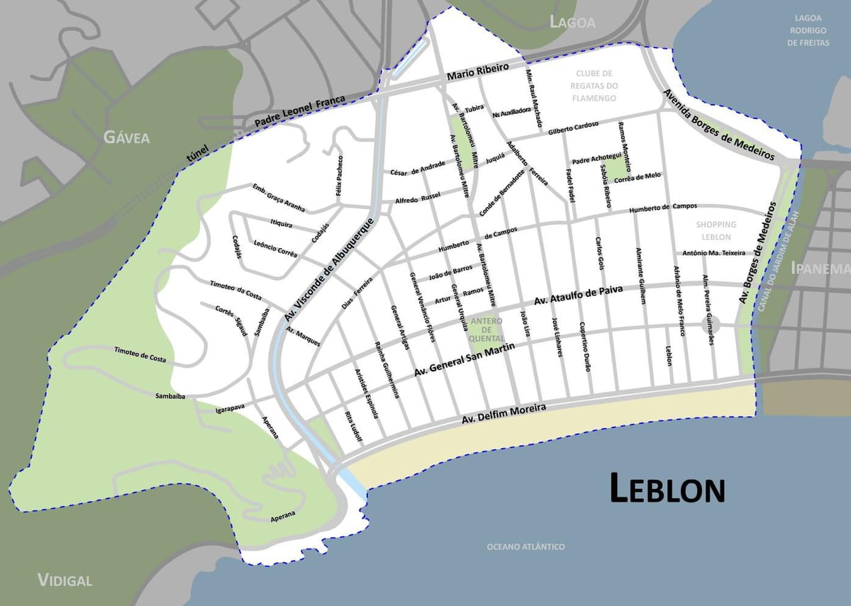 Mapa da praia do Leblon