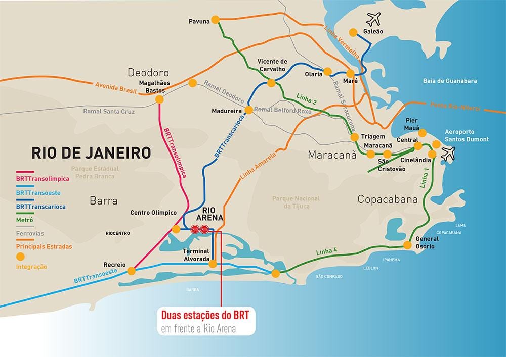 Mapa do Rio de Arena localização