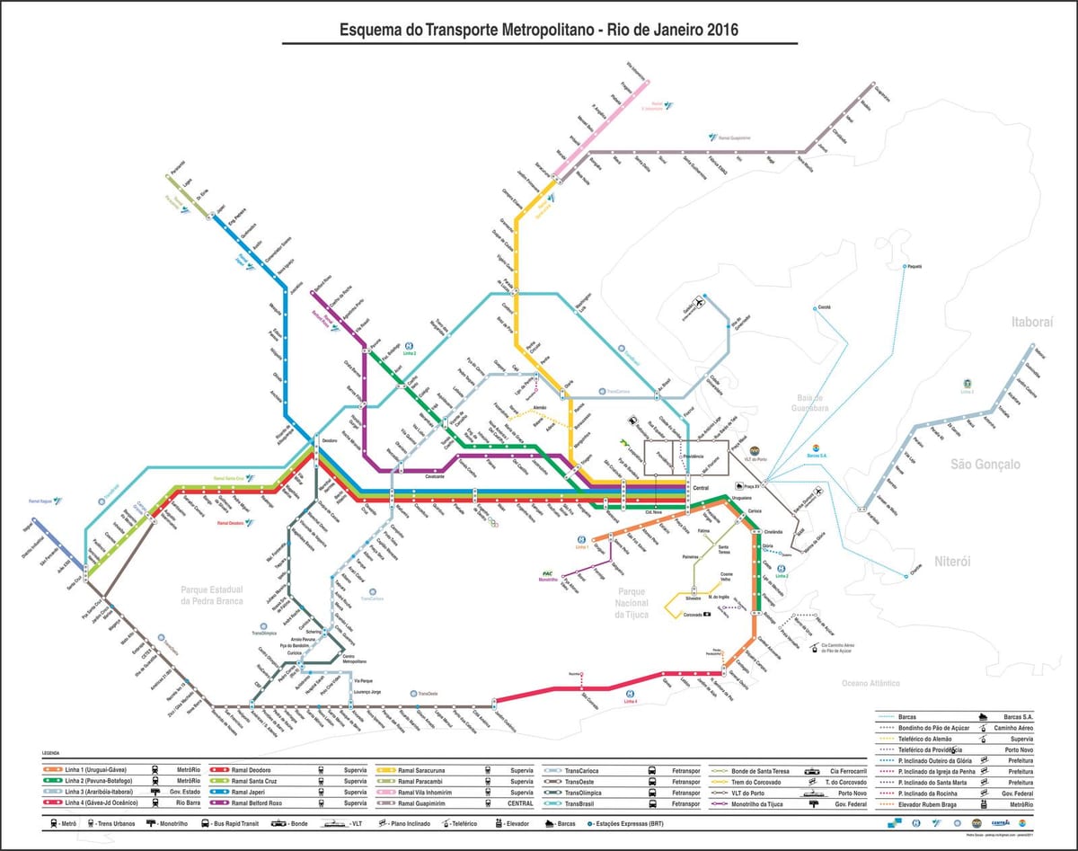 Mapa do teleférico da Providência