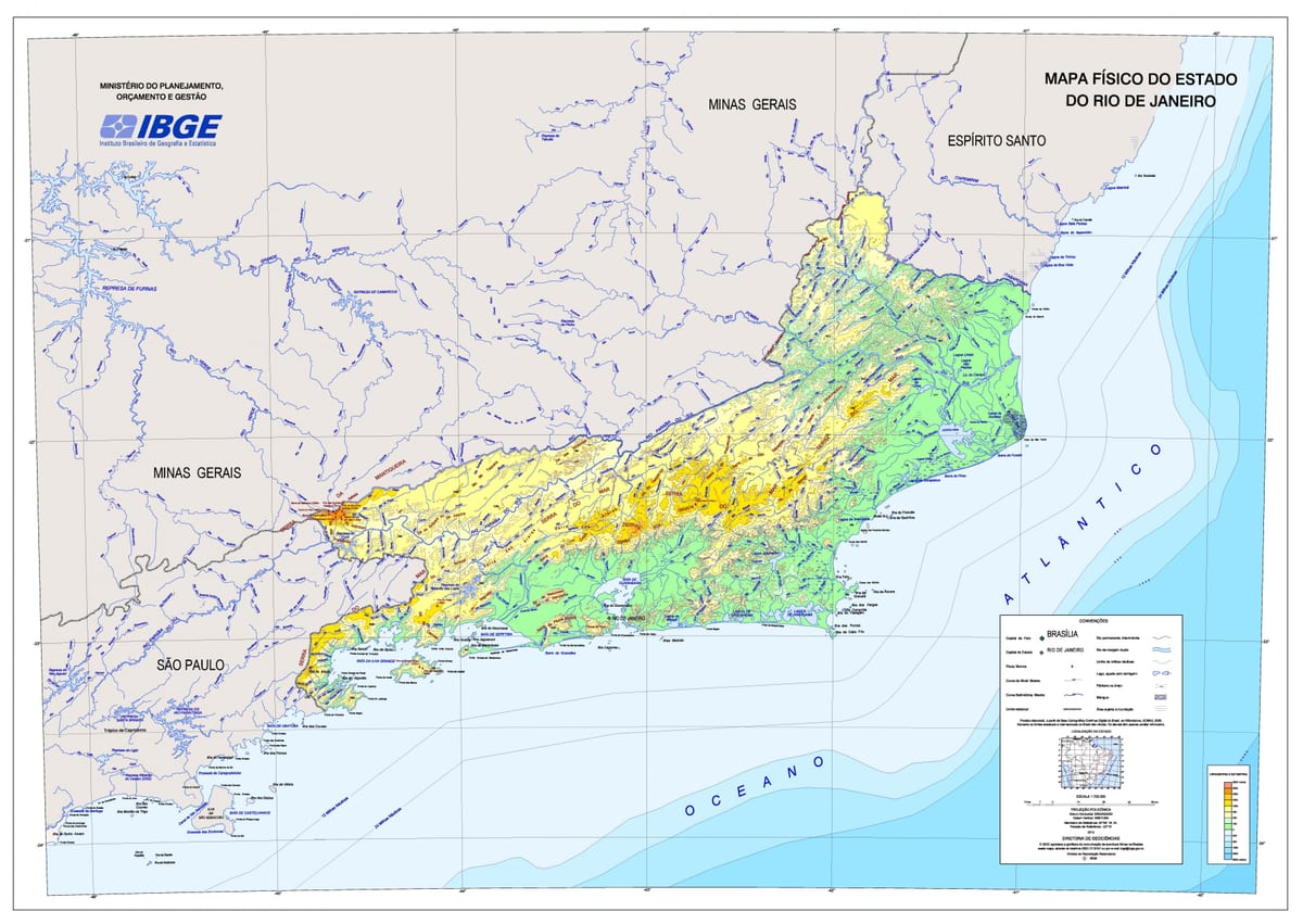 Mapa topográfico do Rio de Janeiro