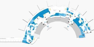 Mapa do aeroporto do Galeão, Terminal 2 Nível 1