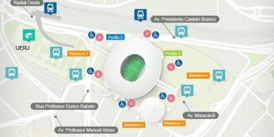 Mapa do estádio do Maracanã accès