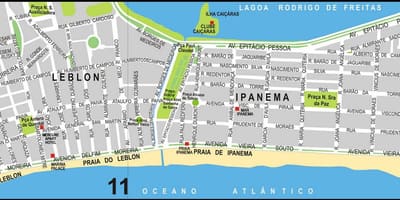 Mapa da praia de Ipanema