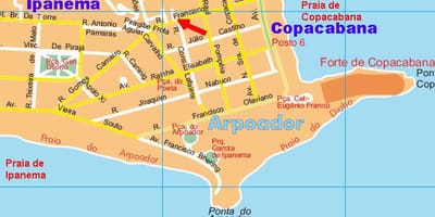 Mapa da praia do Arpoador