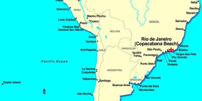 Mapa do Rio de Janeiro na América do Sul