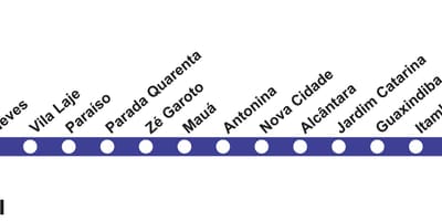Mapa do Rio de Janeiro metrô - Linha 3 (azul)