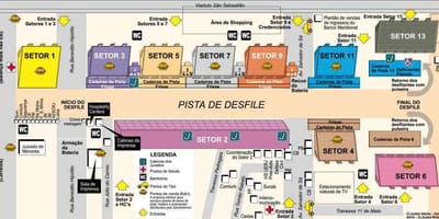 Mapa do Sambódromo do Rio de Janeiro