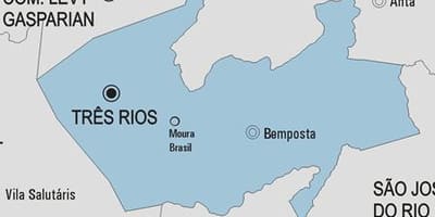 Mapa do município de Três Rios